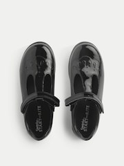 Start Rite Girls Dual Fit Novel Patent T-Bar Rip Tape School Black Shoes - Image 4 of 5