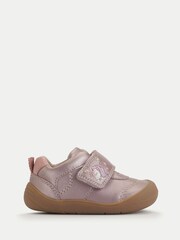Start-Rite Girls Pink Moonbeam Rip Tape Unicorn Closed Leather First Walking Shoes - Image 1 of 6
