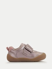 Start-Rite Girls Pink Moonbeam Rip Tape Unicorn Closed Leather First Walking Shoes - Image 2 of 6