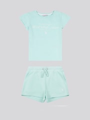 U.S. Polo Assn. Blue Girls Script Graphic Print T-Shirt & Sweat Short Set - Image 1 of 5