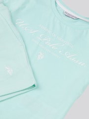 U.S. Polo Assn. Blue Girls Script Graphic Print T-Shirt & Sweat Short Set - Image 4 of 5