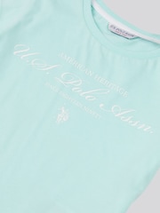 U.S. Polo Assn. Blue Girls Script Graphic Print T-Shirt & Sweat Short Set - Image 5 of 5