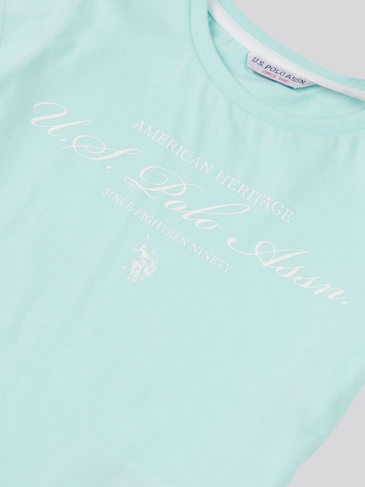 U.S. Polo Assn. Blue Girls Script Graphic Print T-Shirt & Sweat Short Set - Image 5 of 5