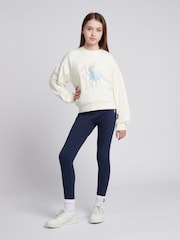U.S. Polo Assn. White Girls Double Horsemen Puff Sleeve Sweater - Image 3 of 7