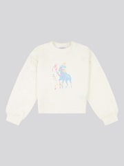 U.S. Polo Assn. White Girls Double Horsemen Puff Sleeve Sweater - Image 5 of 7