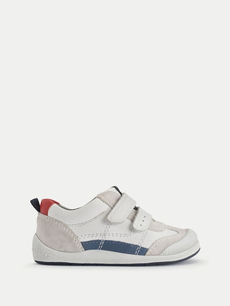 Start-Rite Tickle Leather Suede Toddler Double Rip Tape Trainer First White Shoes - Image 1 of 6