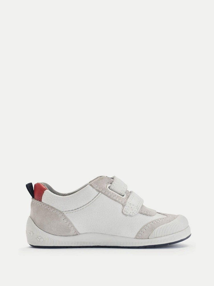 Start-Rite Tickle Leather Suede Toddler Double Rip Tape Trainer First White Shoes - Image 2 of 6
