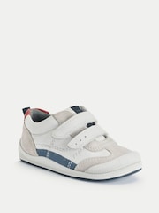 Start-Rite Tickle Leather Suede Toddler Double Rip Tape Trainer First White Shoes - Image 3 of 6