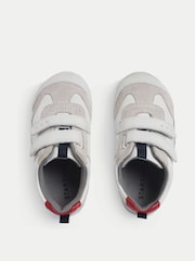 Start-Rite Tickle Leather Suede Toddler Double Rip Tape Trainer First White Shoes - Image 5 of 6