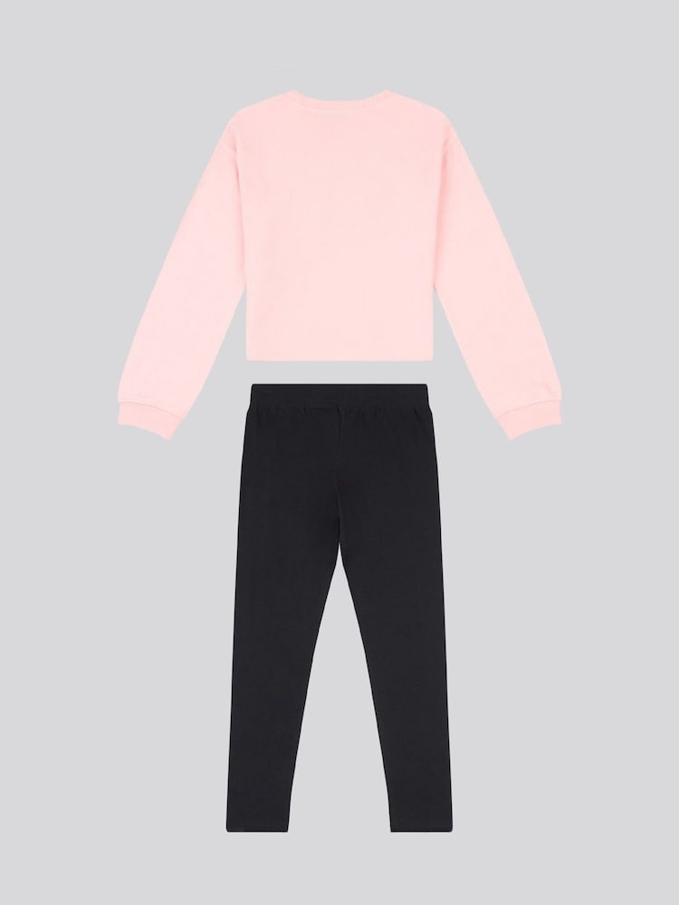 U.S. Polo Assn. Pink Girls Graphic Print Boxy Sweater & Leggings Set - Image 2 of 5