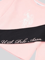 U.S. Polo Assn. Pink Girls Graphic Print Boxy Sweater & Leggings Set - Image 3 of 5
