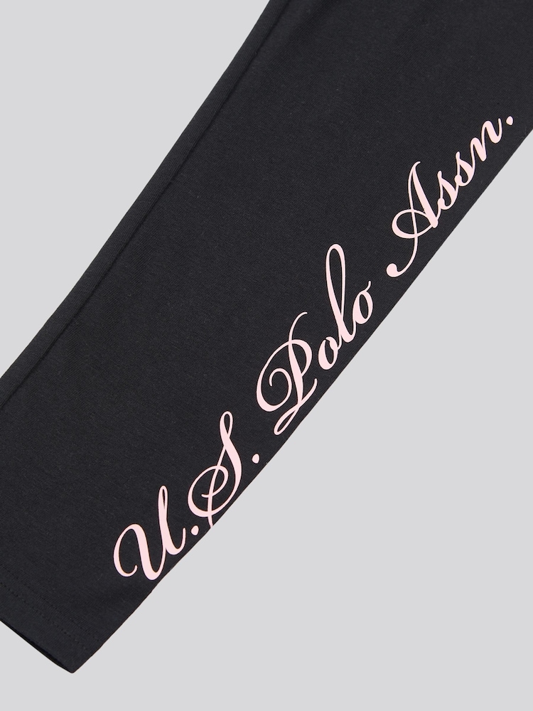 U.S. Polo Assn. Pink Girls Graphic Print Boxy Sweater & Leggings Set - Image 5 of 5