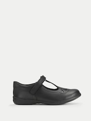 Start-Rite Novel Leather T-bar Rip Tape Girls Dual Fit School Black Shoes - Image 1 of 6