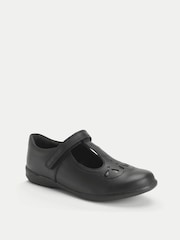 Start-Rite Novel Leather T-bar Rip Tape Girls Dual Fit School Black Shoes - Image 2 of 6
