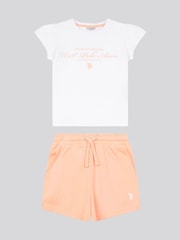 U.S. Polo Assn. Orange Girls Script Graphic T-Shirt & Sweat Shorts Set - Image 1 of 5