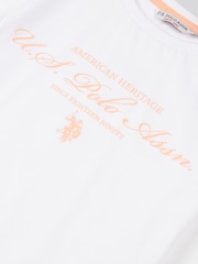 U.S. Polo Assn. Orange Girls Script Graphic T-Shirt & Sweat Shorts Set - Image 3 of 5