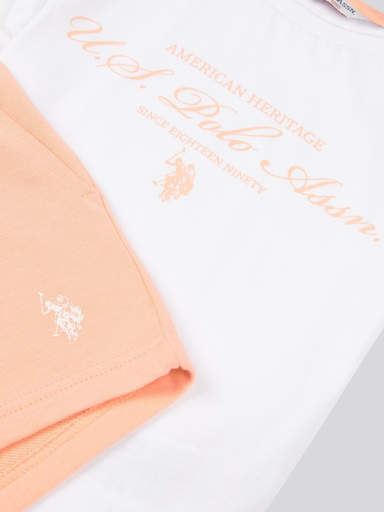 U.S. Polo Assn. Orange Girls Script Graphic T-Shirt & Sweat Shorts Set - Image 5 of 5