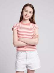 Rosa - U.S. Polo Assn. Girls Double Horsemen Mixed Cap Sleeve T-Shirts 2 Pack - Imagen 2 de 11
