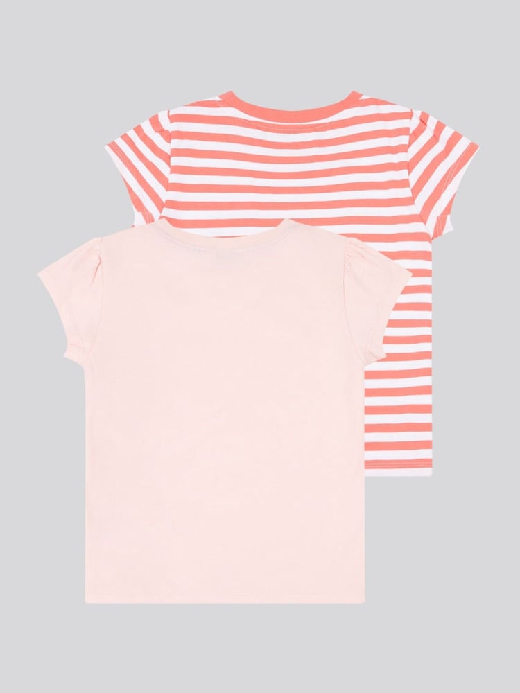 U.S. Polo Assn. Pink Girls Double Horsemen Mixed Cap Sleeve T-Shirts 2 Pack - Image 8 of 11