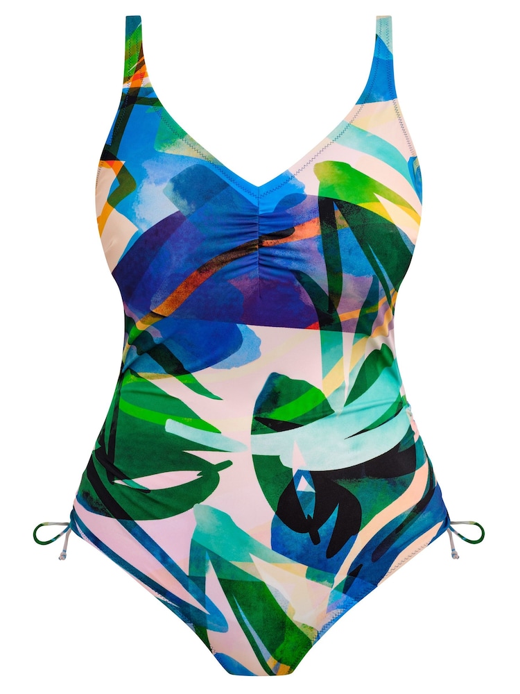 Fantasie Blue Molokai Shores Underwire V-Neck Swimsuit With Adjustable Leg - Image 5 of 5
