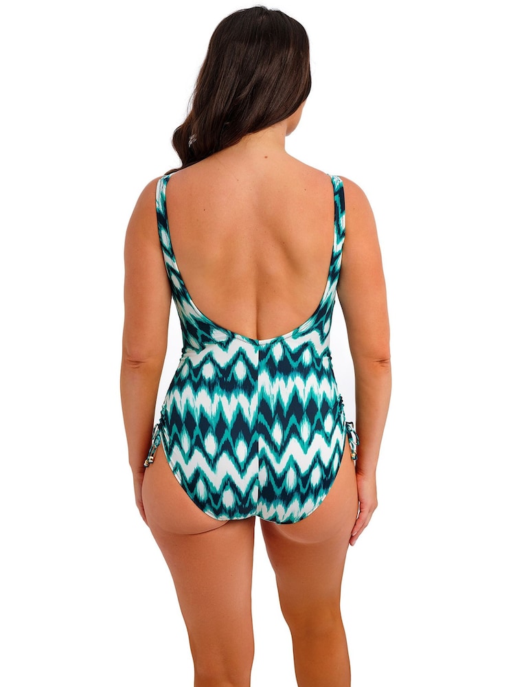 Fantasie Green Sabana Underwire V-Neck Swimsuit With Adjustable Leg - Image 2 of 4 Fantasie Green Sabana Underwire V-Neck Swimsuit With Adjustable Leg - Image 2 of 4