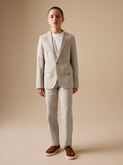 Bej neutru - Linen Blend Suit Jacket (3-16yrs) - Imaginea 1 din 8