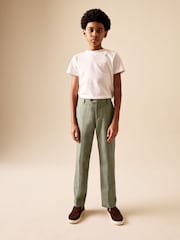Verde kaki - Linen Blend Suit Trousers (3-16yrs) - Imaginea 1 din 10