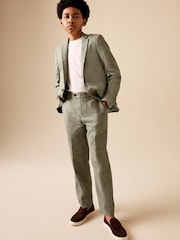 Verde kaki - Linen Blend Suit Trousers (3-16yrs) - Imaginea 2 din 10