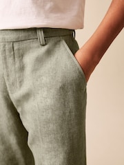 Verde kaki - Linen Blend Suit Trousers (3-16yrs) - Imaginea 4 din 10