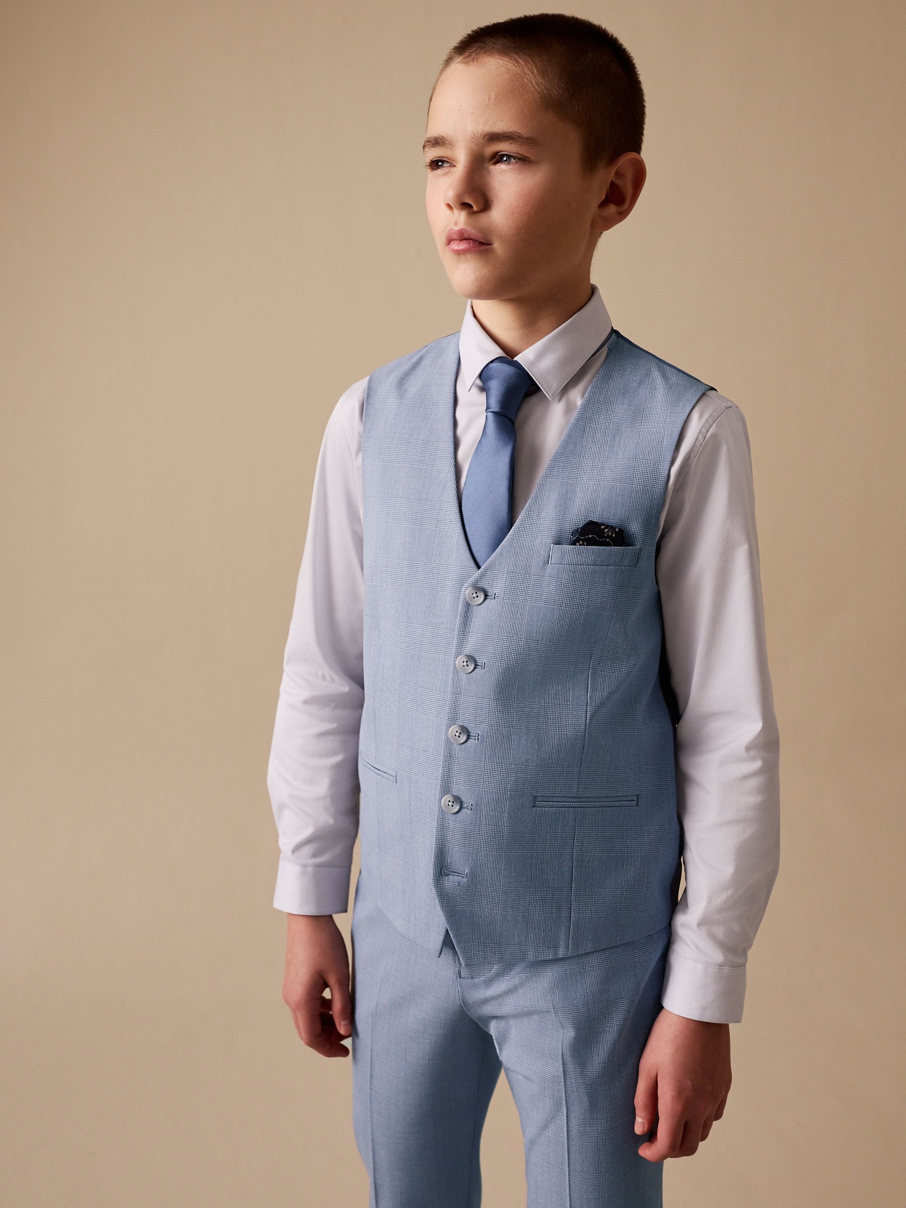 Buy Light Blue Check Waistcoat (3-16yrs) from Next USA