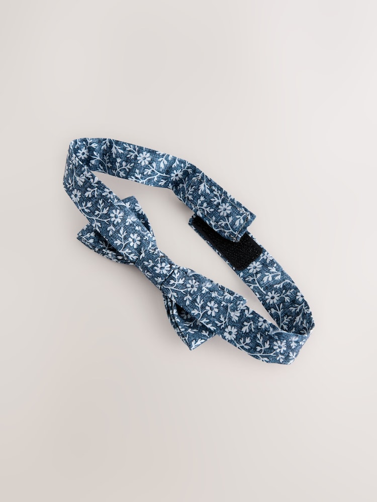 Dark Blue Floral Bow Tie (3-16yrs) - Image 1 of 3 Dark Blue Floral Bow Tie (3-16yrs) - Image 1 of 3