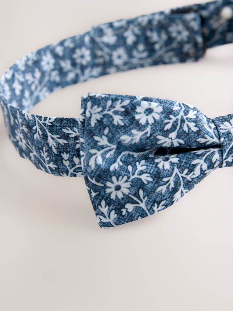 Dark Blue Floral Bow Tie (3-16yrs) - Image 3 of 3 Dark Blue Floral Bow Tie (3-16yrs) - Image 3 of 3