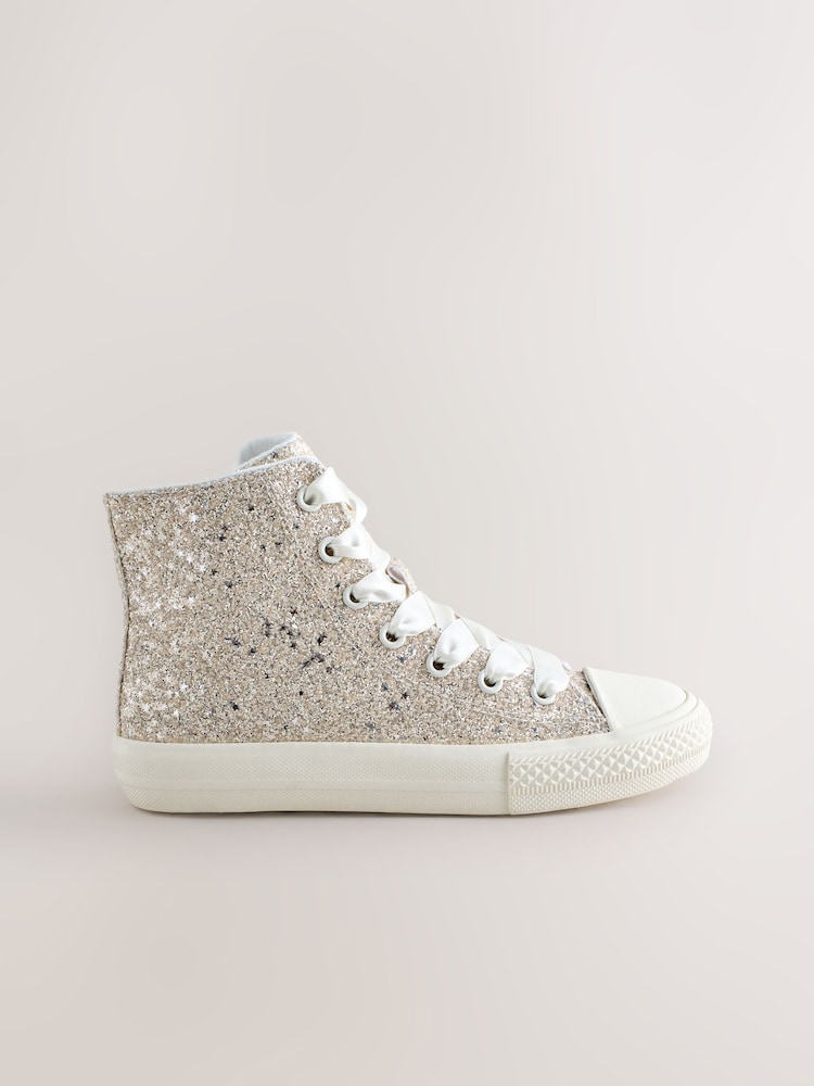 Ivory Glitter High Top Trainers - Image 2 of 5 Ivory Glitter High Top Trainers - Image 2 of 5