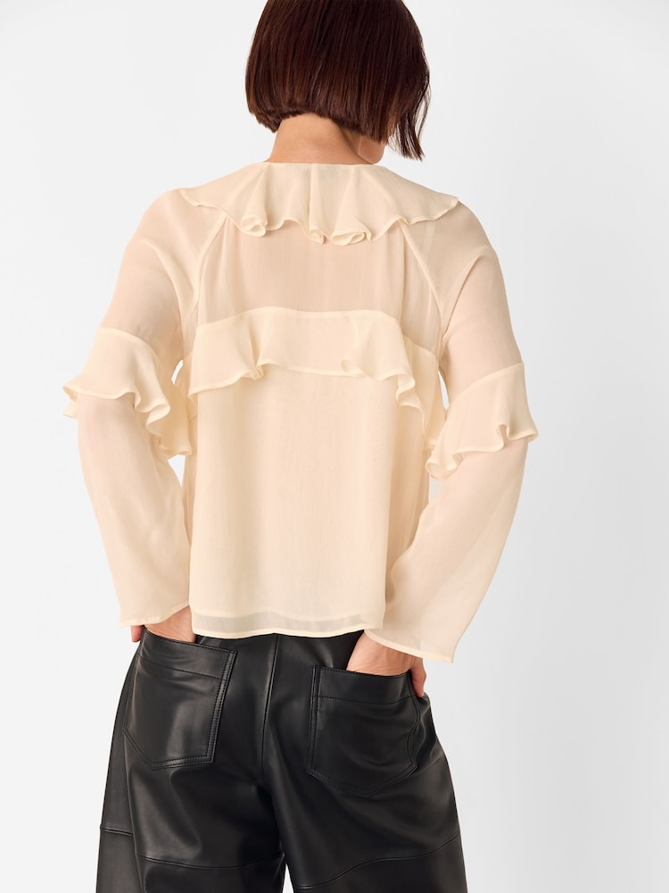 Whistles White Ruffle Frill Blouse - Image 2 of 5