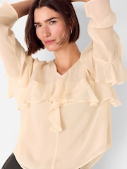 Whistles White Ruffle Frill Blouse - Image 4 of 5