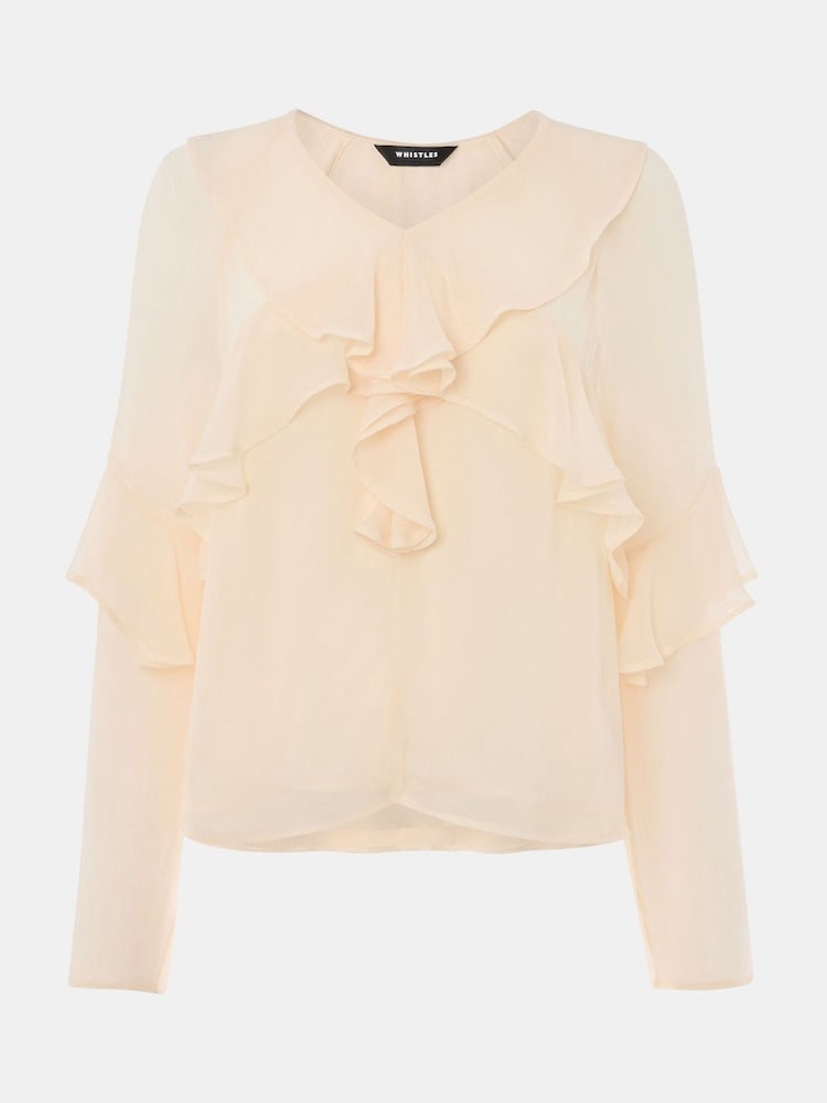 Whistles White Ruffle Frill Blouse - Image 5 of 5