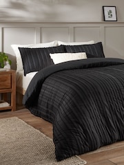 Duvet Day Black Harrison Stripe Tufted Soft Touch Duvet Set - Image 1 of 3