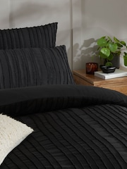 Duvet Day Black Harrison Stripe Tufted Soft Touch Duvet Set - Image 2 of 3