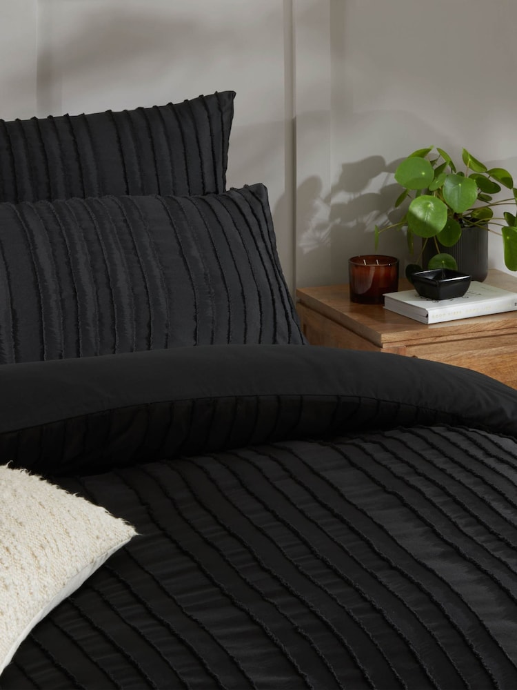 Duvet Day Black Harrison Stripe Tufted Soft Touch Duvet Set - Image 2 of 3