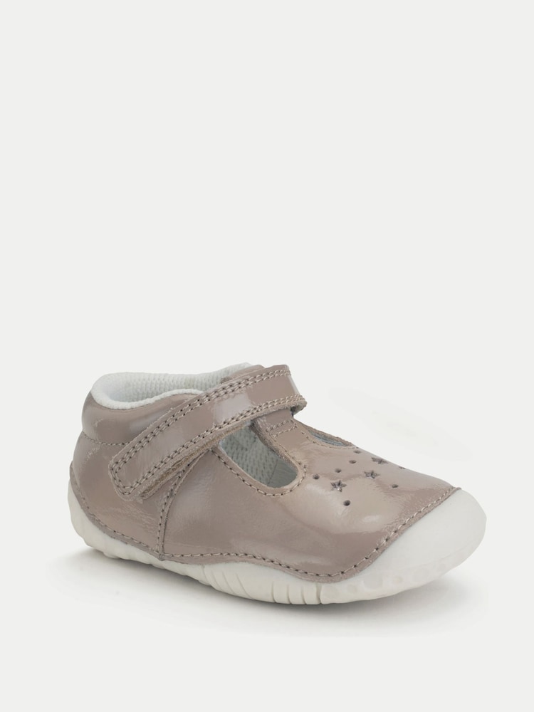 Start-Rite Girls Tumble T-bar Patent Rip-Tape Pre-Walking Nude Shoes for Babies - Image 2 of 5