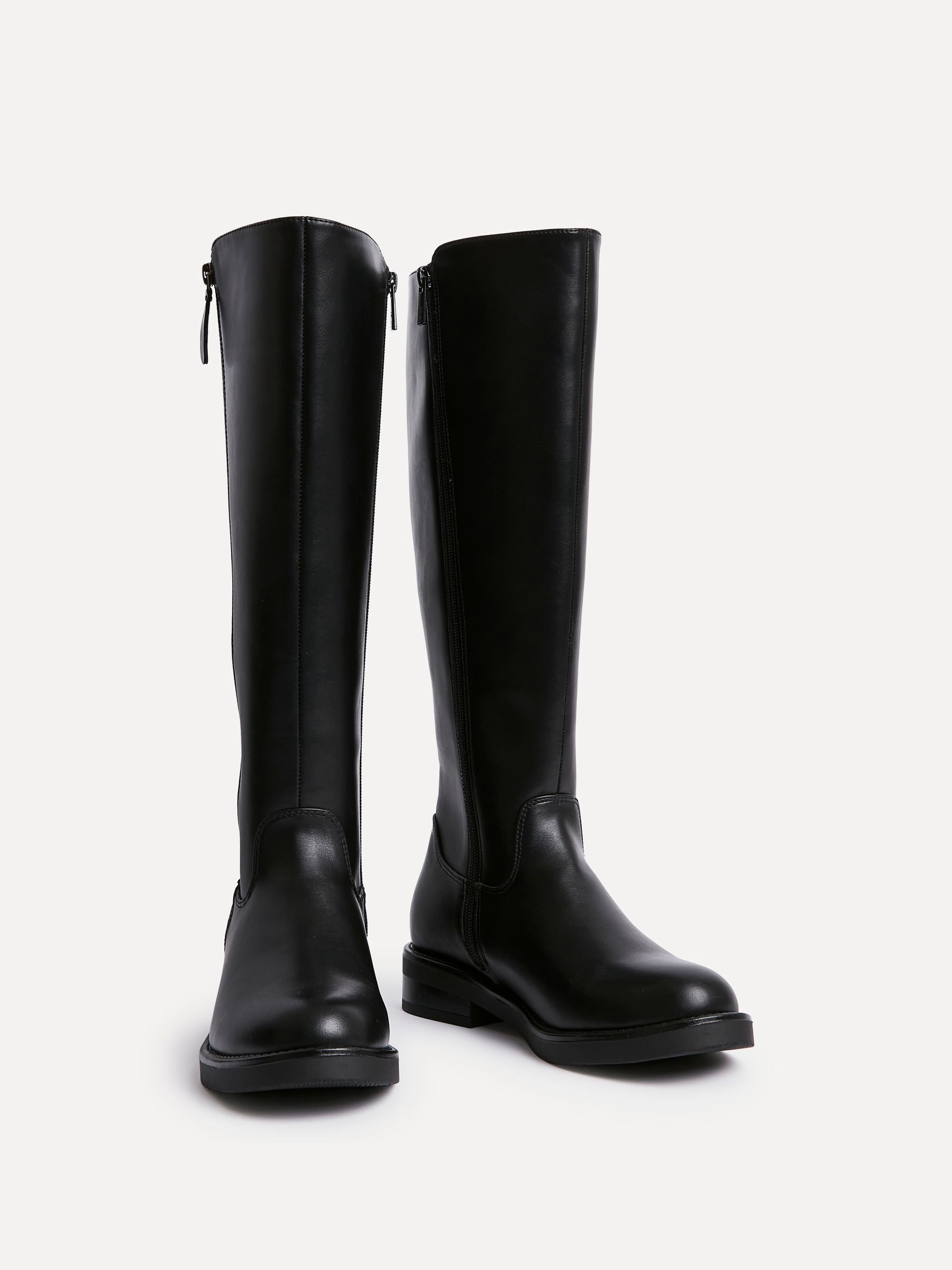 Buy Linzi Black Roam High Leg Boots With Double Zip Detail from