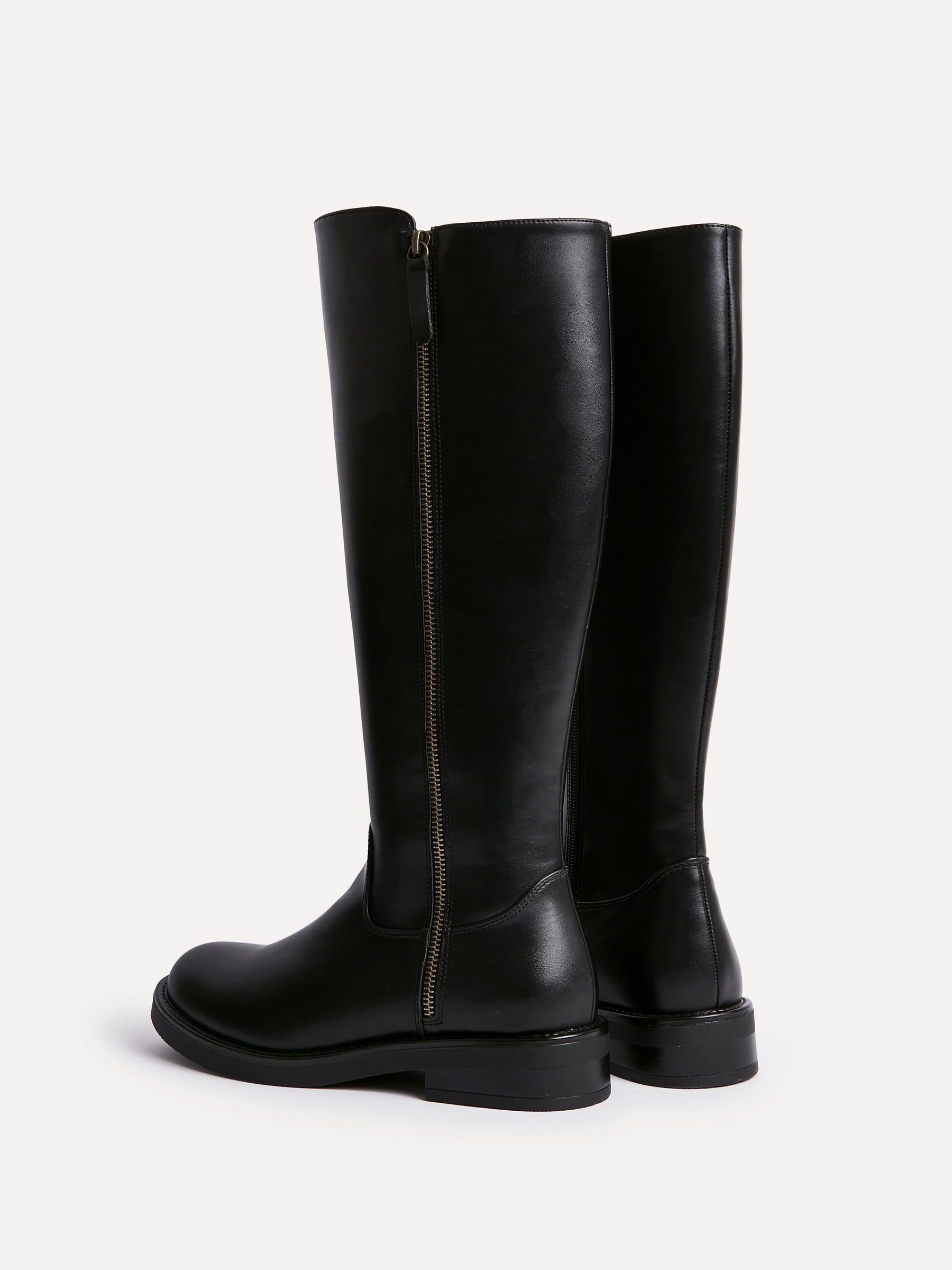 Buy Linzi Black Roam High Leg Boots With Double Zip Detail from