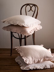 The Set 4 Pack Pink Stripe Ruffle Cushion Covers - Image 1 of 5