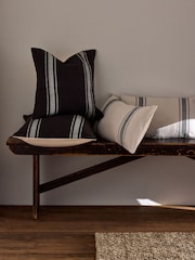 The Set 4 Pack Black/Natural Woven Stripe Cushion Covers - Image 1 of 4