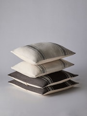 The Set 4 Pack Black/Natural Woven Stripe Cushion Covers - Image 2 of 4