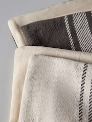 The Set 4 Pack Black/Natural Woven Stripe Cushion Covers - Image 3 of 4