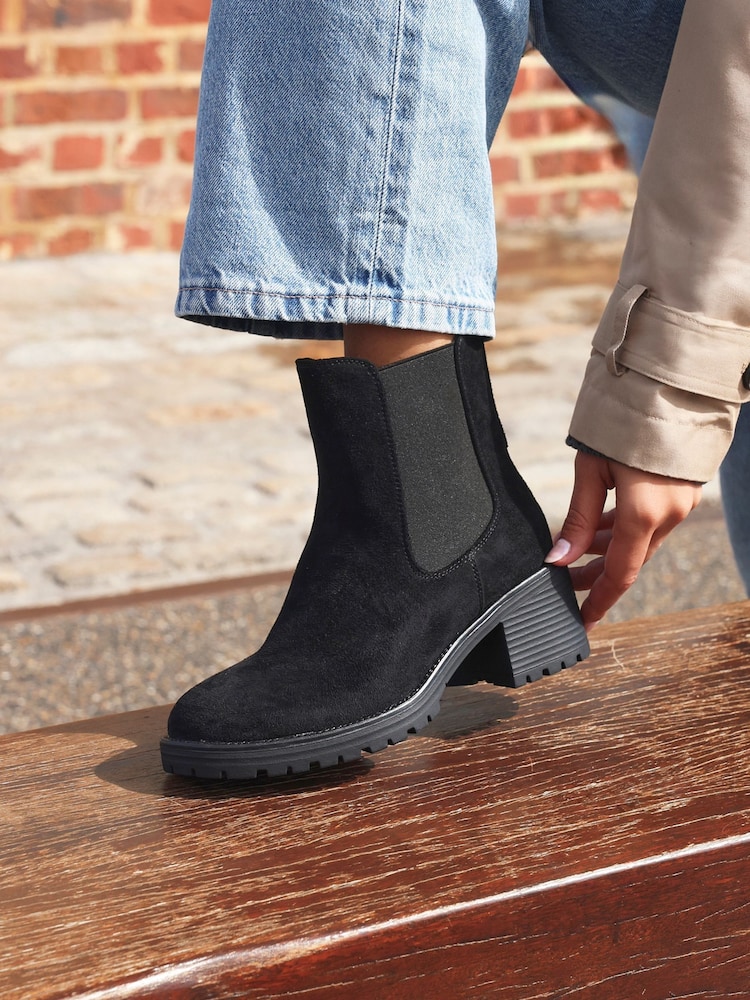 Linzi Black Path Block Heel Chelsea Boots - Image 1 of 7 Linzi Black Path Block Heel Chelsea Boots - Image 1 of 7