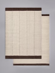 The Set 2 Pack Natural Stripe Woven Herringbone Flatweave Rugs - Image 1 of 6