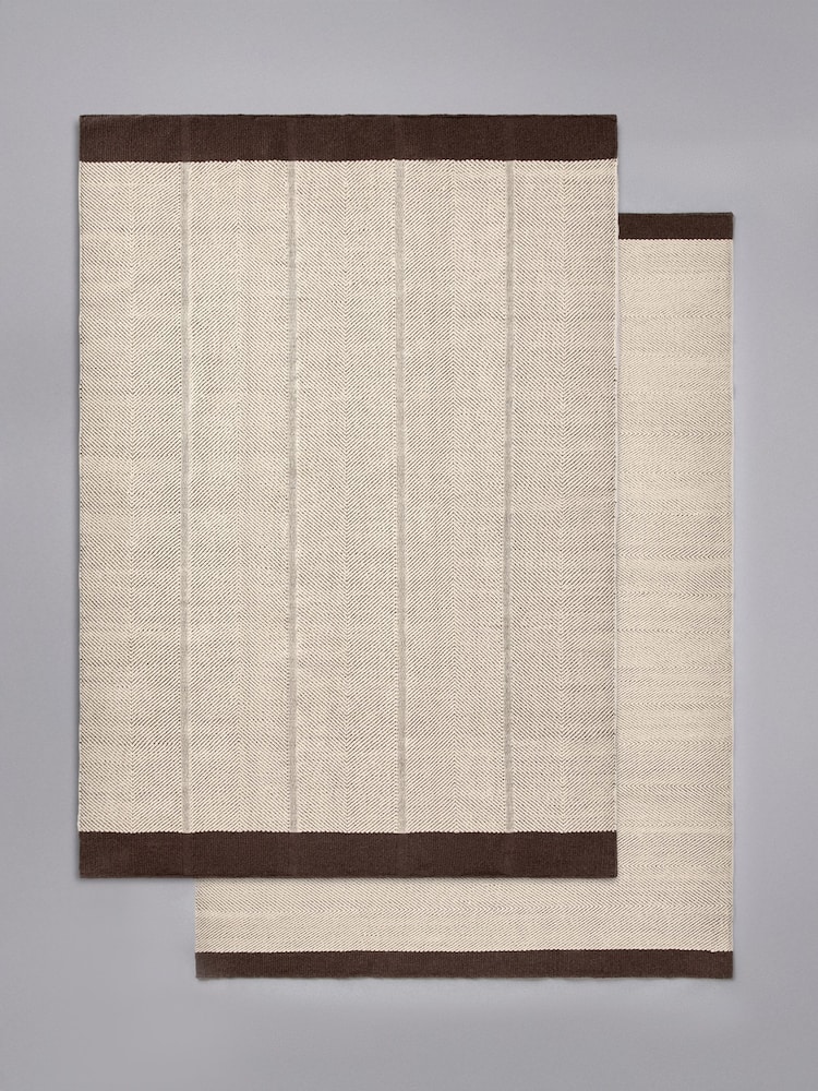 The Set 2 Pack Natural Stripe Woven Herringbone Flatweave Rugs - Image 2 of 6 The Set 2 Pack Natural Stripe Woven Herringbone Flatweave Rugs - Image 2 of 6