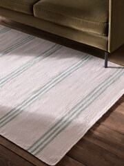 The Set 2 Pack Green Stripe Flatweave Wool Rugs - Image 7 of 8